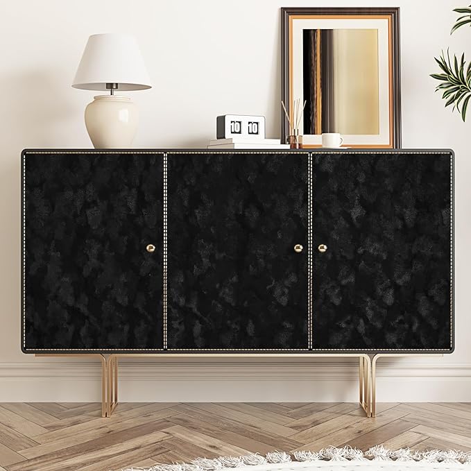 Wallercity Self Adhesive Felt Fabric Wallpaper Black Velvet Wallpaper Peel and Stick for Bedroom Dressing Room Flocking Fabric Contact Paper Wrinkled Textured Soft Cloth for Jewelry Boxes 11.8x78.7 IN