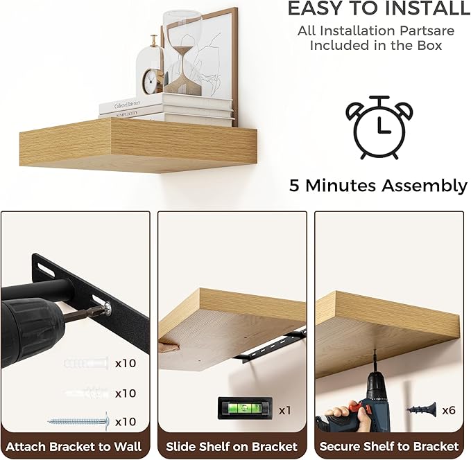 Square Floating Shelves for Wall, 12