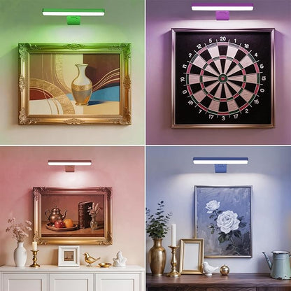 Picture Lights for Wall Battery Operated Gold Wireless Art Light for Paintings, Rechargeable Display Lighting for Picture with Remote Control, RGB Poster Lights for Frame, Gallery, Portraits, 2 Pack