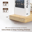 fuqing Floating Shelves for Wall - 24 Inch Wood Wall Shelves Set of 2-24 Inch Wide x 9.3 Inch Deep Natural Floating Wood Shelves with Upgraded Metal Brackets for Room