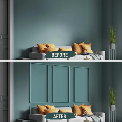 Melkus Wall Molding 3 Set Premade Wainscoting Panels for Interior Wall Décor Installed with Construction Glue Wainscoting Accent Panel (Top 63x39 in+Bottom 28x39 in) Style 2