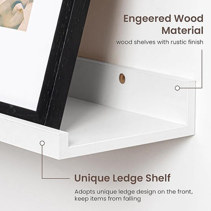 Axeman 30 Inch Floating Shelves | White Picture Ledge Shelf Set of 3 | Rustic Wood Wall Shelves with Lip | 30" White Picture Shelf for Wall with Ledge | Photo Shelves