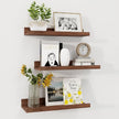 Axeman Picture Ledge Shelf | 16 Inch Walnut Floating Shelves Set of 3 | Rustic Wood Wall Shelves with Lip | 16