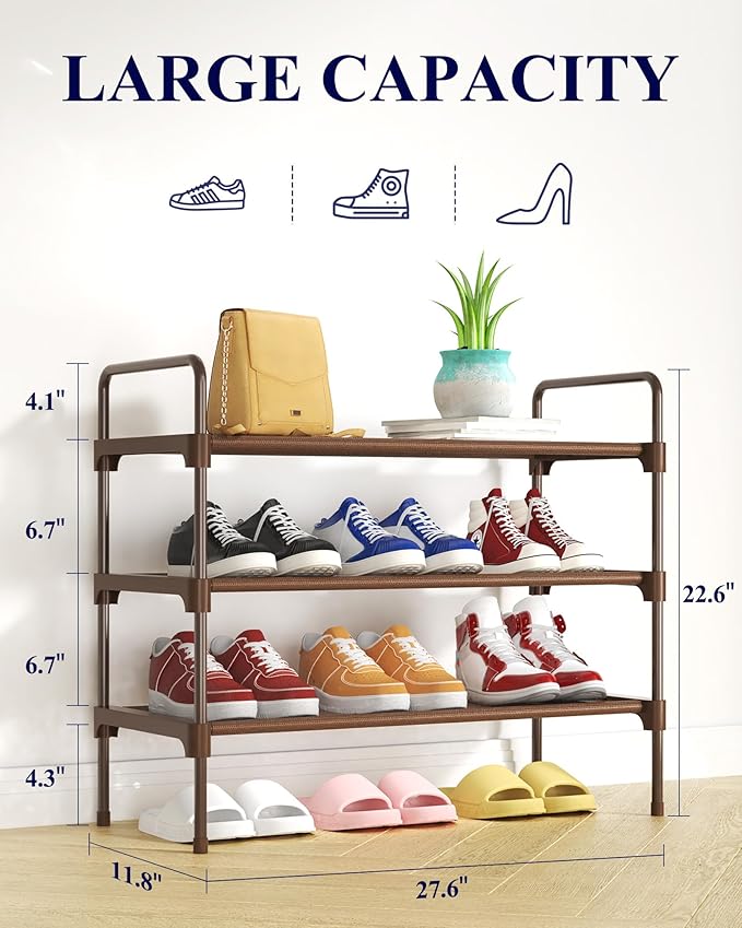 Kitsure Shoe Rack for Closet, Sturdy and Long-Lasting Shoe Shelf, Shoe Rack for Entryway, Personalized DIY Shoe Organizer, Shoe Rack Organizer for Space-Saving, 27.6