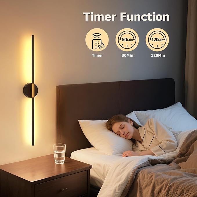 JOOSENLUX Battery Operated Wall Sconces Set of 2 – Gold & Black LED Wall Light, Dimmable, Remote‑Control, Adjustable Arm, Cordless Aluminum Modern Art Lamp