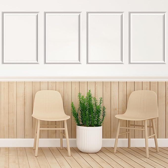 3 Set Accent Wall Molding Kit Premade Wainscoting Panels Wall Molding Peel and Stick Panel White Pre Cut Trim for Walls Picture Frame Molding for Home Decoration(16 x 24 Inch)