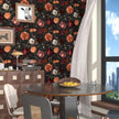 Vintage Floral Peel and Stick Wallpaper Dark Black Rose Floral Contact Paper 17.5'' x 393'' Waterproof Self Adhesive Boho Orange/Red Flowers Wall Mural Wall Paper for Bedroom Stair Cabinet Decor