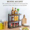 MyGift 3 Tier Wall Mounted Spice Rack, Black Metal and Burnt Solid Wood Kitchen Hanging Seasoning Shaker Spice Jar Condiment Bottle Shelf Pantry Organizer
