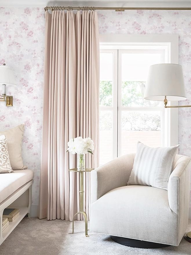 Dimoon 78.7"x17.3" Pink Wallpaper Floral Contact Paper Peel and Stick Wallpaper White Vintage French Country Renter Friendly Bathroom Boho Flower Removable Wall Paper Kitchen Self Adhesive Vinyl Roll