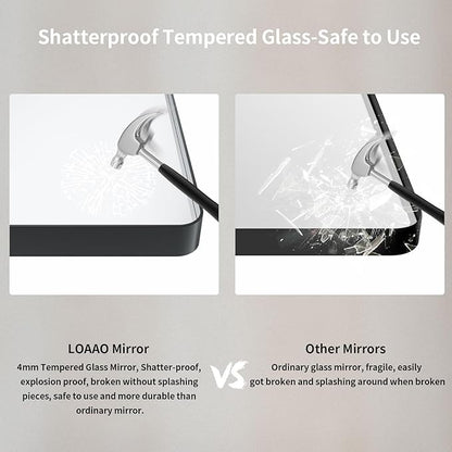 LOAAO 72X40 Inch Black Metal Framed Bathroom Mirror for Wall, Matte Black Bathroom Vanity Mirror Farmhouse, Large Rounded Rectangle Mirror, Anti-Rust, Tempered Glass, Hangs Horizontally or Vertically