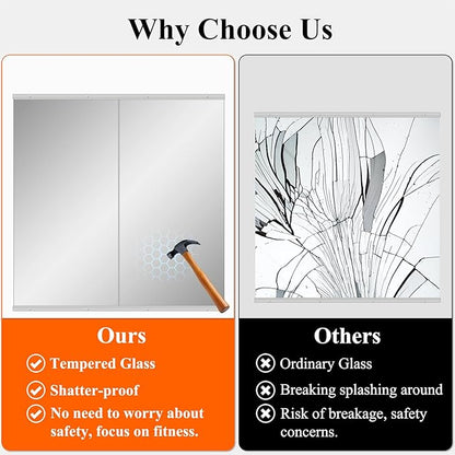 Ruomeng Home Gym Mirror, 48''x28''x2PCS Full Length, Large Frameless Body Mirror Tempered Glass for Gym, Workout, Yoga, Garage, Dance Studio