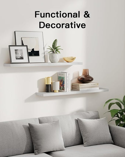 AMADA HOMEFURNISHING Floating Shelves, Paulownia Wood Wall Shelves for Bathroom/Living Room/Bedroom/Kitchen, Wood Floating Shelf for Home Storage & Organization, Set of 4 15.75" L x 5.91" W x 0.98" H