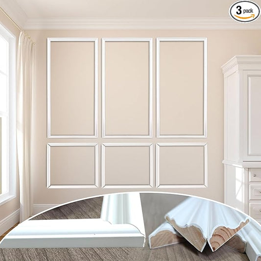 3 Set Solid Wood Wainscoting Panels Kit - Quick Installation Accent Wall Molding, Ready-to-Assemble Pre Made Wainscoting Wall Panel for Home Décor (78" x 24")