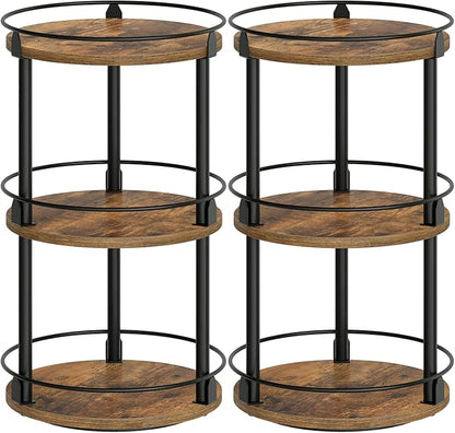 Spice Rack, Set of 2 Lazy Susan Organizer, 3-Tier Turntable Organizer For Cabinet, Compact and Versatile, for Kitchen Countertop, Rustic Brown SR23L2BR
