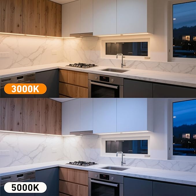 Under Cabinet Lighting Plug in. 6 PCS 12 Inch Likable Low Profile Bright Light Strips. Dimmable 24W LED Kit for Kitchen Cabinets Countertop Workbench Counter Shelf Closets Daylight 5000K