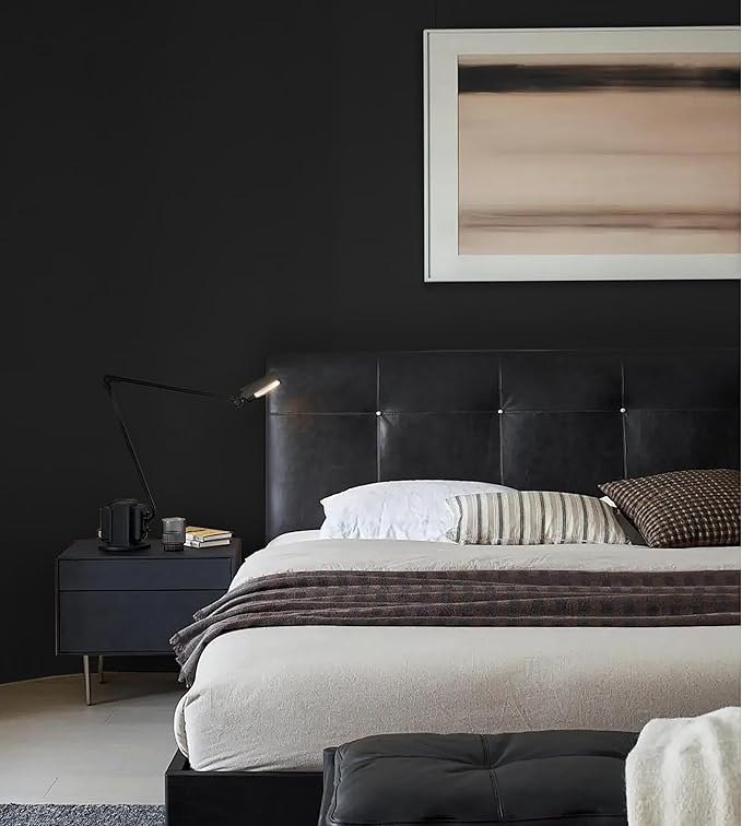 HeloHo Solid Black Wallpaper Matte Textured Peel and Stick Wall Paper Modern Self Adhesive Removable Waterproof Contact Paper for Living Room Bedroom Decor 394"X17.3"