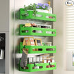 4 Pack Strong Magnetic Spice Rack for Refrigerator, Multipurpose Magnetic Shelf for Fridge with 4 Hooks for kitchen and Bathroom Organization, Green