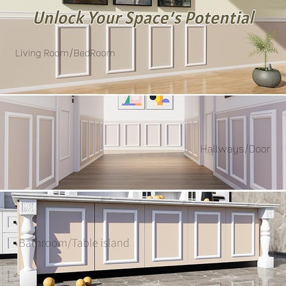 Peel and Stick Wall Molding Kit, Wainscoting Panels kit for Walls, PreCut Wall molding 16 x 20 Inch, Easy Install Wall Wainscoting & Picture Frame Molding for Living Room, Bedroom, Home Decor
