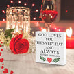 Valentines Desk Decor, Valentine's Day Home Office Table Sign for Wife Daughter from Dad Husband, Valentine Gifts Decorations for Porch Tiered Tray Shelf Party, God Loves You Day and Always