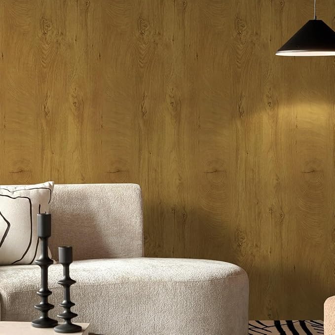 Dimoon 78.7''x17.7'' Wood Contact Paper Brown Wood Peel and Stick Wallpaper Waterproof Self Adhesive Wood Grain Peel and Stick Wallpaper Removable Polyvinyl Chloride Countertops Cabinets Table Shelf