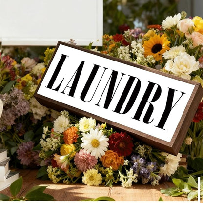 Laundry Sign, Decorative Framed Wooden Box Sign, Laundry Room Decor for Wall Tabletop, Farmhouse Home Decor, Washing Room Decoration, Rustic Wood Decoration, Housewarming Gift