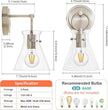 Wall Sconces 2 Pack Modern Vanity Light Fixtures for Bathroom Nickel Wall Mount Lighting Lamp Hardwired Farmhouse Wall Lights with 6 Inch Clear Glass Shade for Bedroom Living Room Mirror