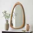 sawsile Irregular Wall Mirror for Bathroom,Wood Asymmetrical Rustic 19.5 x 30.5 inch Farmhouse Vanity Unique Walnut Decorative Large Mirror for Entryway,Bedroom,Living Room,Washroom