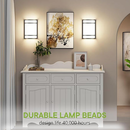 LED Indoor Wall Mount Light Fixture, Matte Black Wall Sconce Lighting, 3000K 4000K 5000K Adjustable, Half Cylinder Hallway Light Fixture for Living Room Bedroom Porch 4 Pack