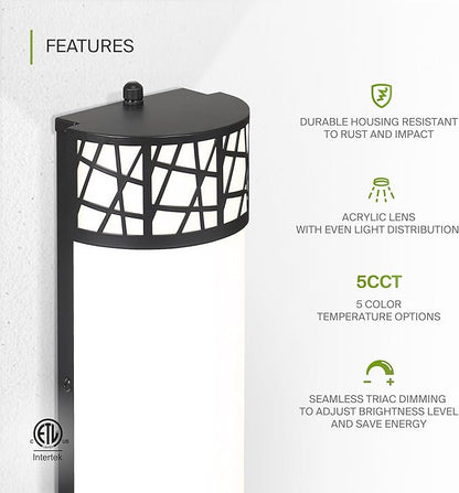 ASD 12 Inch LED Indoor Wall Sconce - Matte Black Modern Dimmable 15W 2700K-5000K Adjustable Wall Mounted Light Fixtures, Wall Lights for Bedroom, Bathroom, Living Room, Hallway Decor - ETL 4 Pack
