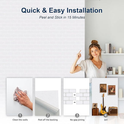 WoveN SounD Brick Acoustic Wall Panels Seamless Visual, High Density, Sound Proof Wall Decor, Noise Blocker Felt Wall Tiles for Home, Studio, Office & Focus Zones (White), 16x12x0.4 Inch