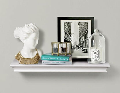 AHDECOR White Floating Shelves Wall Mounted, Deeper Wall Storage Shelf for Home Décor, Super Sturdy, Easy to Install, 24” Wide, 7.75” Deep