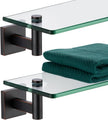 KOKOSIRI Wall Shelves Bathroom Hardware Tempered Glass Floating Shelf Hanging Rack Storage/Room Decor 20-Inch Oil Rubbed Bronze 2 Pack B1105ORB-L20-P2