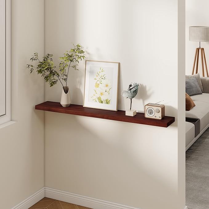 Fun Memories Rustic Real Wood Floating Shelves, 8 Inch Deep Floating Shelf Wall Mounted, 48
