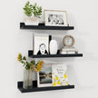 Axeman Picture Ledge Shelf | 16 Inch Black Floating Shelves Set of 3 | Rustic Wood Wall Shelves with Lip | 16