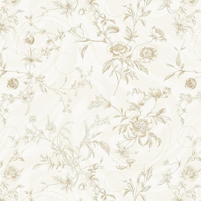 Ismoon Floral Peel and Stick Wallpaper Vintage Beige Stick on Wall Paper French Textured Contact Paper for Cabinet Removable Self Adhesive Wallpaper Vinyl Roll Shelf Decro, 17.3inx787in