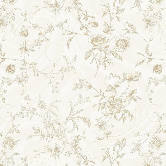 Ismoon Floral Peel and Stick Wallpaper Vintage Beige Stick on Wall Paper French Textured Contact Paper for Cabinet Removable Self Adhesive Wallpaper Vinyl Roll Shelf Decro, 17.3inx787in