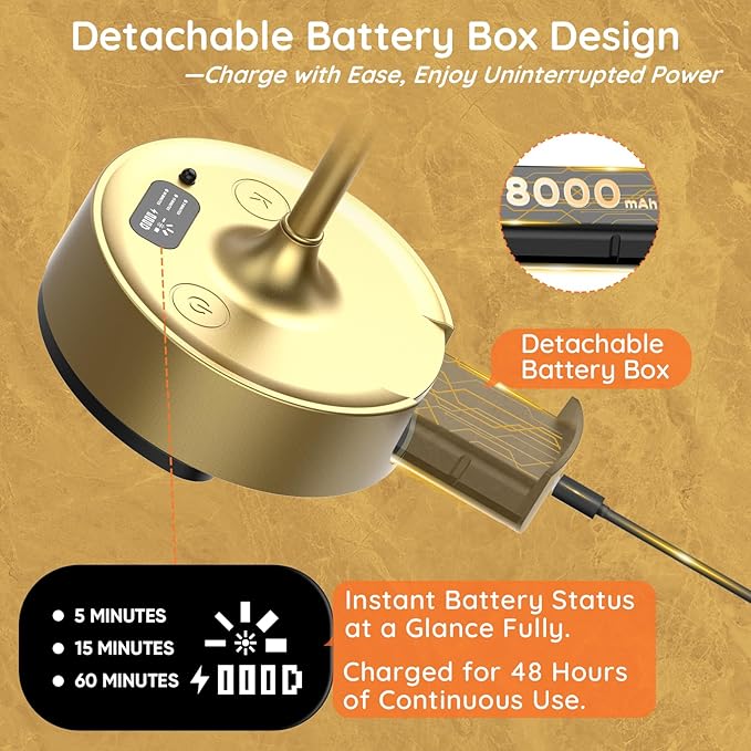 Battery Operated Wall Sconces Set of Two [8000mAh Detachable & Rechargeable Battery] 3 Color Temperature & Dimmable Lamp with LED Display & Remote, Wireless Wall Light for Bedroom & Living Room