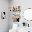 Floating Shelves - Wall Mounted Bathroom Shelf Set of 2 with Drawers, Rustic Wood Shelves for Bedroom, Living Room, Kitchen, Wall Decor, Plants, Books (Brown)