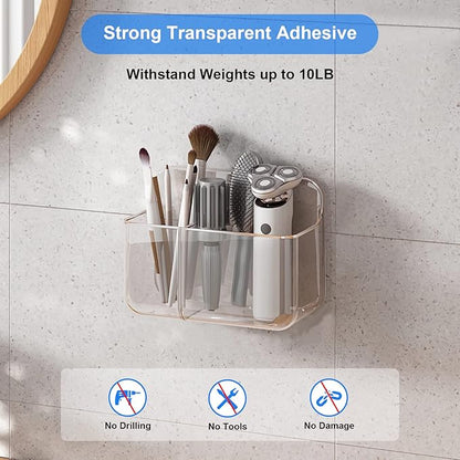 Diesisa Acrylic Wall Mount Organizer, Self Adhesive Organizer for Wall, Cabinet Door Organizer, No Drilling Hang Walls, with 2 Compartments, for Bathroom, Pantry, Kitchen, Utility Room