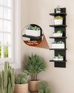 IBUYKE 5 Tier Wall Shelf Unit,Black Vertical Shelf,Floating Storage Shelf,Decorative Wall Mount Vertical Shelving for Home, Bedroom,Living Room,Office Decor WBC009B-2