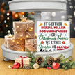 Funny Christmas Decor - Farmhouse Santa Wooden Sign, Rustic Home & Office Decor - 5 x 5 Inches