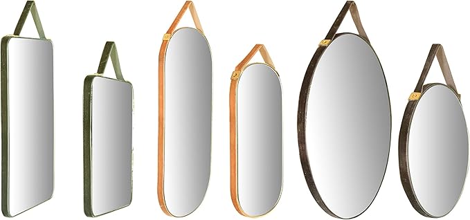 Creative Co-Op Various Velvet Edged Wall Mirrors, Multicolor, Set of 6