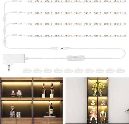 WOBANE LED Shelf Light, LED Closet Light Kit, 4PCS 20inch Pre-Cut Strip Bars, Designed for Shelves,Display Case, Bookshelf, in Cabinet Lighting, 2700K Warm White