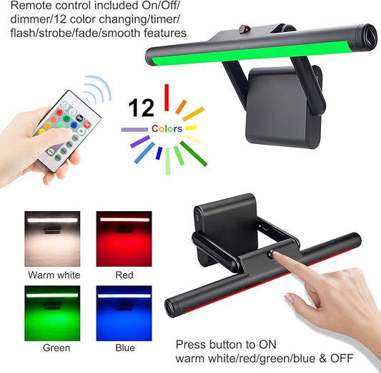 Wireless Picture Light, Picture Frame Lighting,Painting Lights with Remote, 48 Super Bright LEDs,12 Color Changing Accent Light,250LM Dimmable Timer Display Light for Art,Dartboard