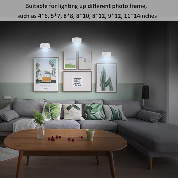 MIOBLUE 3Pack Picture Light Battery Operated Painting Lights, Wireless Magnetic Display Art Light with Remote Controls,Dimmable Timer Portrait Light for Art Frame Artworking,Wall Decor Puck Light
