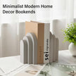 Heavy Duty Book Ends for Shelves, Decorative Bookends for Heavy Books Set of 2, 6.6 LBS Modern Book Stopper for Home Decor, Bookshelf, Aesthetic Bookend with Layered Arch Design, Gray