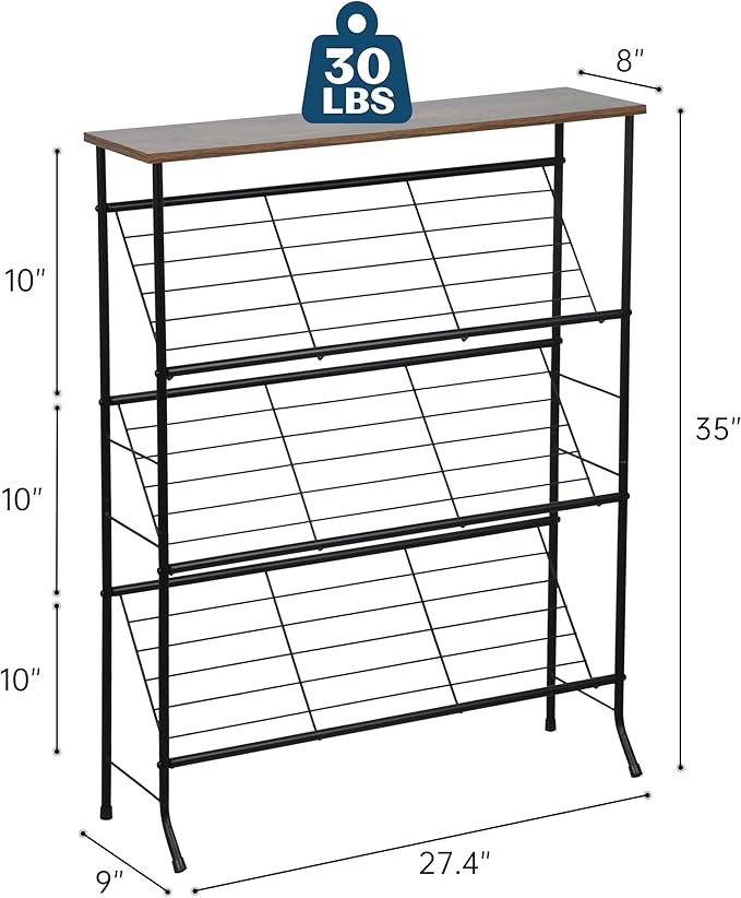 LOFTEY Shoe Rack, 4 Tier Slanted Shoe Stand, Narrow Shoe Rack for Entryway, Small Space, Slim Shoe Storage with Top Shelf, Rustic Brown