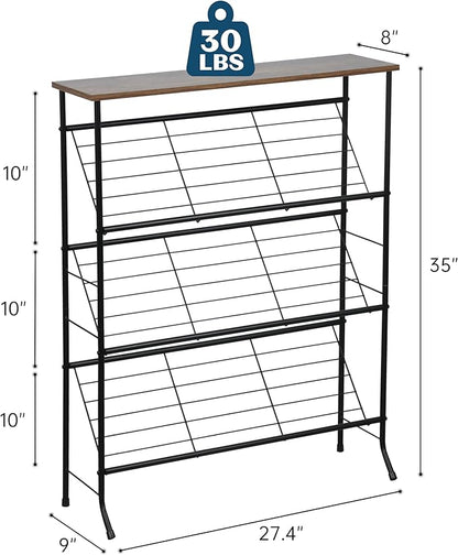 LOFTEY Shoe Rack, 4 Tier Slanted Shoe Stand, Narrow Shoe Rack for Entryway, Small Space, Slim Shoe Storage with Top Shelf, Rustic Brown