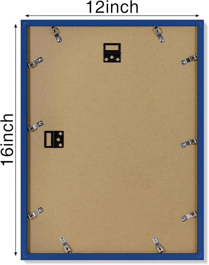 Vittanly 12x16 Picture Frames Set of 4, Display Pictures 11x14 with Mat or 12x16 without Mat, Gallery Frame for Wall Display, Engineered Wood with Shatter Resistant Plexiglass, Royal Blue