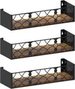 Black Floating Shelves with Removable Insert Plate Set of 3, Wooden Display Shelves, Rustic Decorative Wall Shelves for Living Room, Bedroom, Kitchen